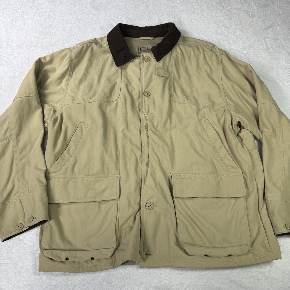 L.L. Bean Upland Hunter Field Jacket Waterproof Corduroy Trim Size XL Game Bag